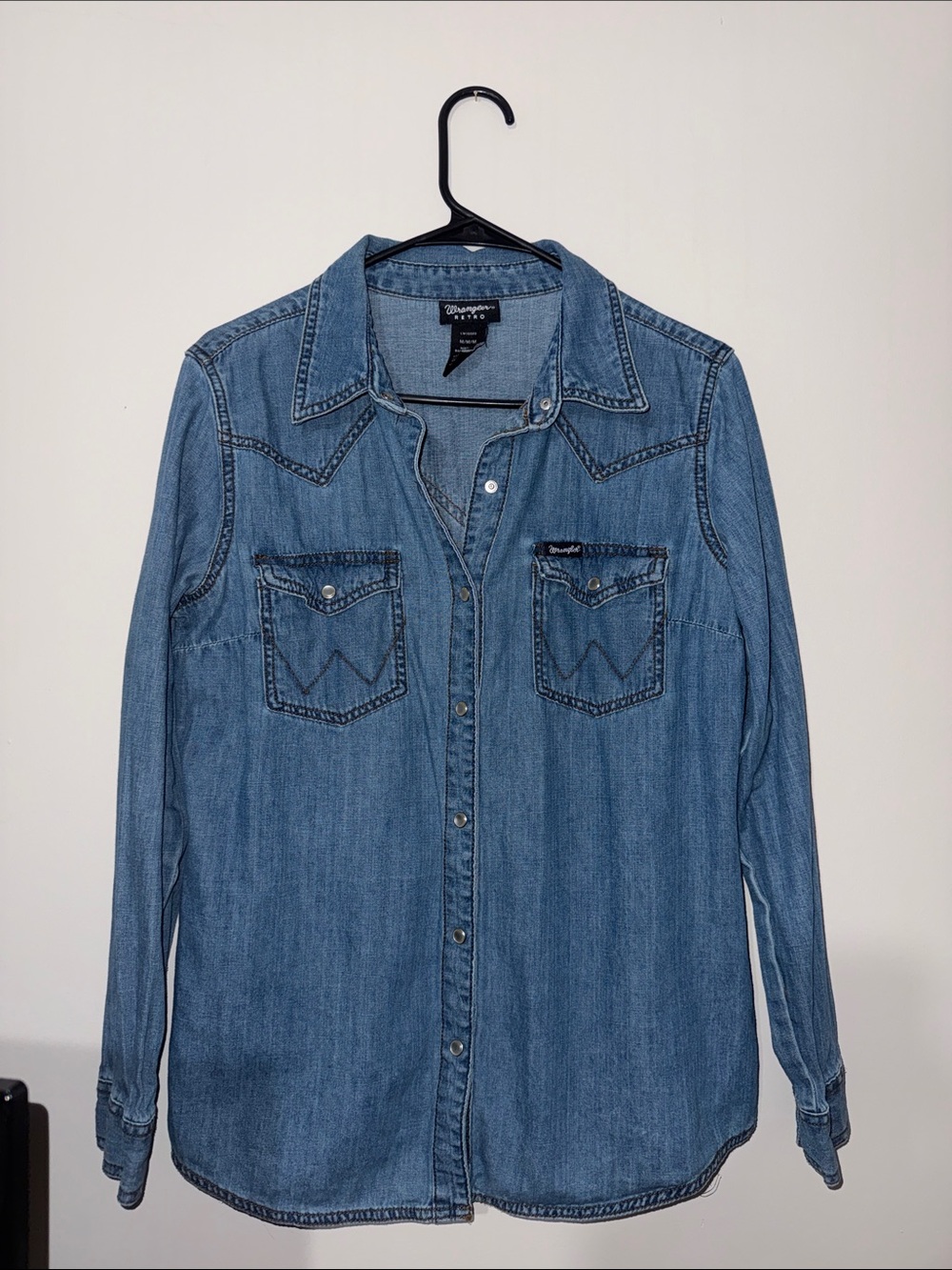 Wrangler Light Blue Denim Button-Down Western Shirt